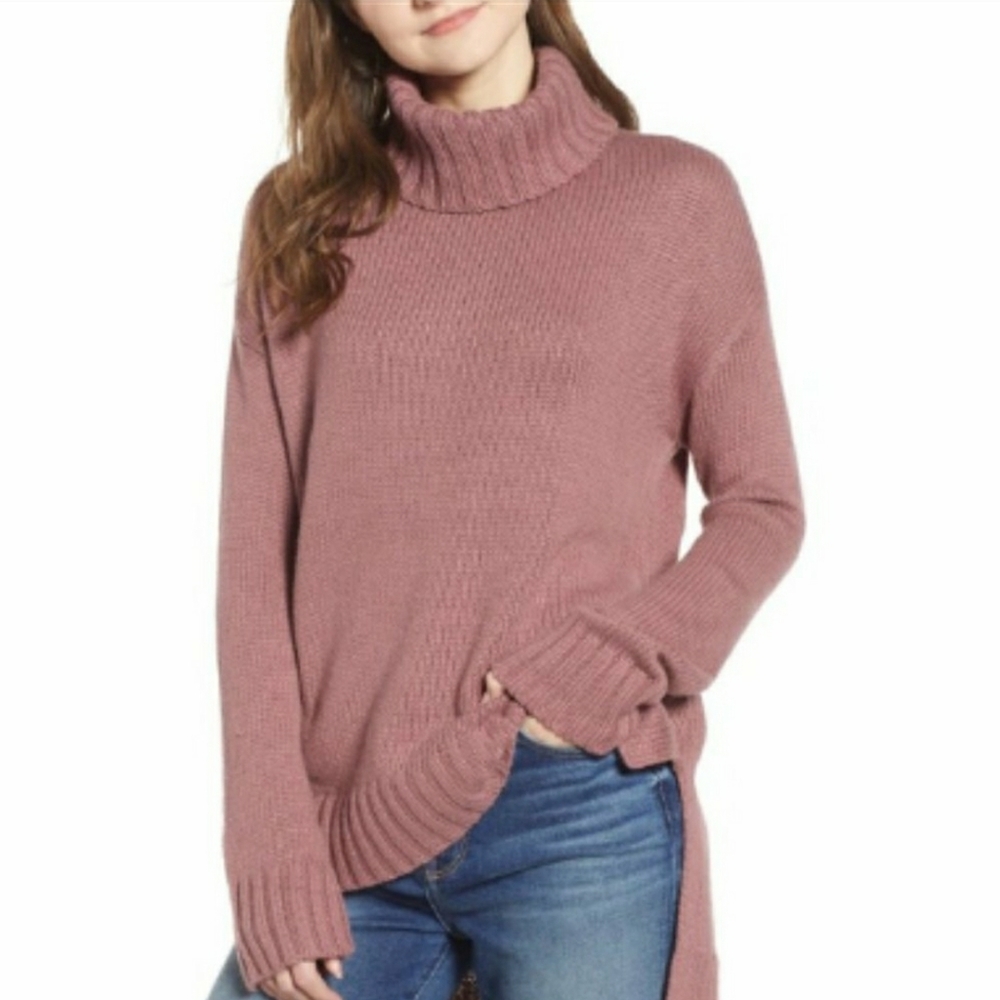 HALOGEN-High/Low Turtleneck Sweater